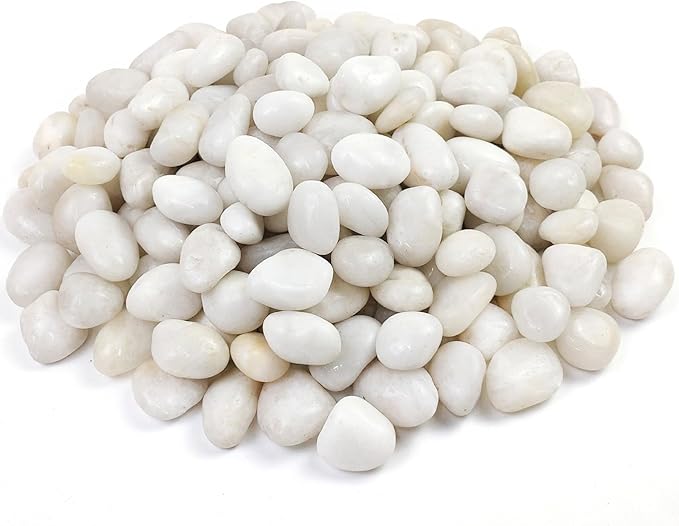YISZM White Pebbles for Indoor Plants, Natural Polished River Rocks, Small Decorative Stones for Planters Vase Fish Tank Aquariums Landscaping Garden, 2lbs