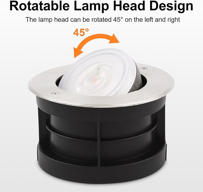 Angle-Adjustable Led Inground Light for Gardens-Outdoor LED Well Lights,Landscape Pathway In-Ground Lighting Fixtures,Buried lamp,Low Voltage,IP65, Stainless Steel (48 Watts)