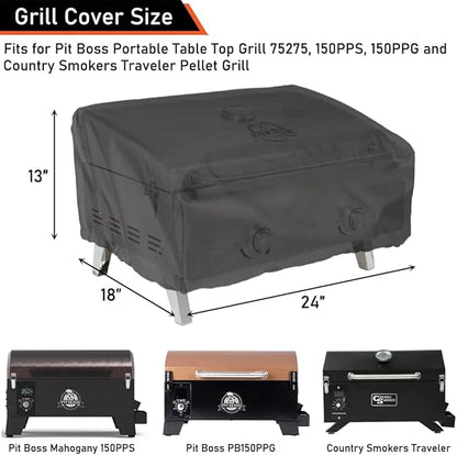 ZJYWSCH Cover for Pit Boss Portable 150 Table Top Grill 10697 75275 PB150PPS PB150PPG PB150NX PB150CS, CGG-306 Tabletop Grill Cover 24 Inch Heavy Duty Waterproof