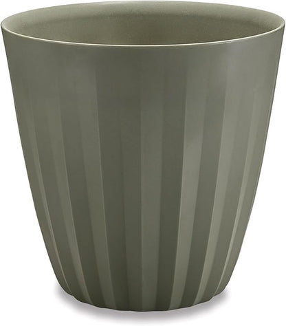 Crescent Garden Pleat Modern Decorative Planter, Indoor/Outdoor Pot, Resin Plant Pot with Drain Hole - 23" W x 23" H (Olive)