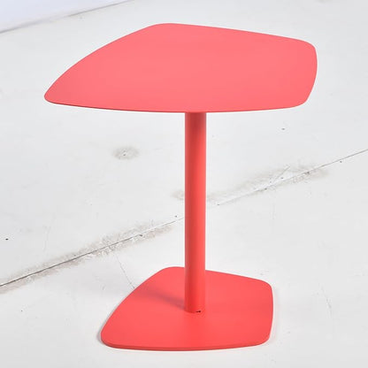 C Table End Tray Metal Sofa Side Accent Coffee, Waterproof and Anti-Rust Outdoor&Indoor Snack Table (Model B, Red)