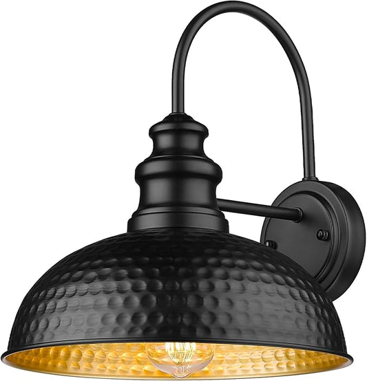 Outdoor Farmhouse Barn Lights, Anti-Rust Outdoor Wall Sconce, Exterior Wall Lights, Front Door Mounted Lighting Fixture,Vintage Outside Lighting for Porch,Garage,Patio (Black, 1 Pack)