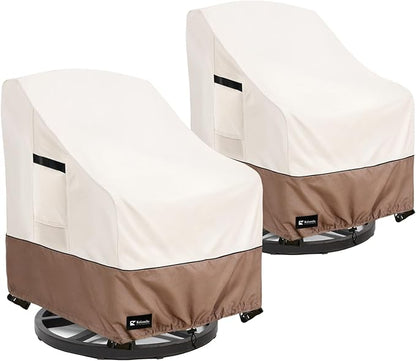 Outdoor Swivel Rocker Chair Cover 2Pack, Waterproof Rocking Chair Covers, All-Weather Protection Outdoor Lawn Patio Furniture Covers for Patio Chair 30" W x 33" D x 32" H, Beige