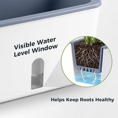 4 Pack Rectangular Planter 17 x 4.5 in Self Watering Planter Window Sill Planters Indoor Rectangle Planter Self Watering Pots Plastic Plant pots with Drainage Holes White Flower Pot Indoor