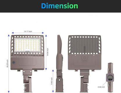 LED Parking Lot Light with Slip Fitter, UL DLC Listed, 5000K Shoebox Pole Light, IP65 Waterproof Commercial Street Area Lighting for Roadway/Driveway/Yard(240W,277-480V)