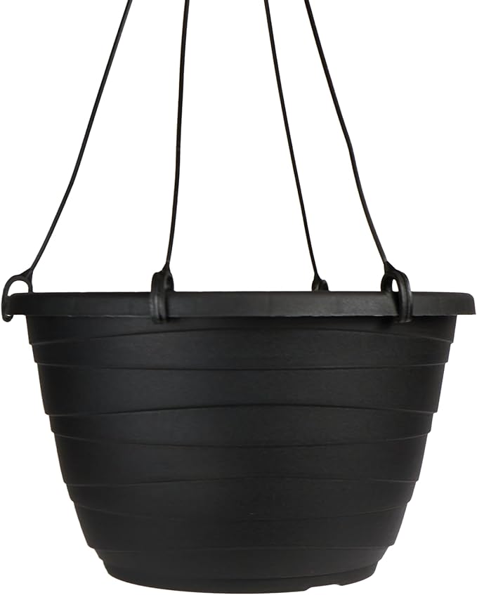 The HC Companies Wrapt Hanging Planters - Lightweight Plant Pot Hanger for Hanging Plants, Vegetables & Herbs - Outdoor & Indoor Hanging Basket for Plants (11" Black, Pack of 1)