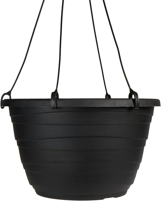 The HC Companies Wrapt Hanging Planters - Lightweight Plant Pot Hanger for Hanging Plants, Vegetables & Herbs - Outdoor & Indoor Hanging Basket for Plants (11" Black, Pack of 1)