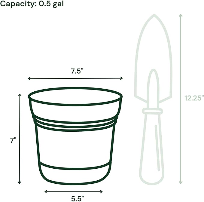 Bloem Saturn 7" Charcoal Round Resin Planter Pot with Snap-in Saucer for Indoor and Outdoor Gardening, 4-Pack