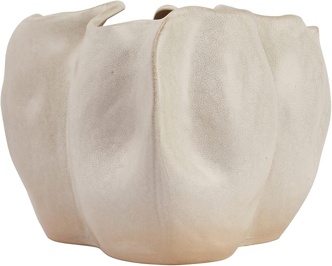 Bloomingville Decorative Organically Shaped Stoneware Planter, Matte Cream