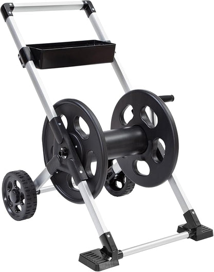 Liberty Garden 304 Explorer Two Wheel Hose Reel Cart, Aluminum, Holds 250-feet of 5/8" Hose, Silver/Black
