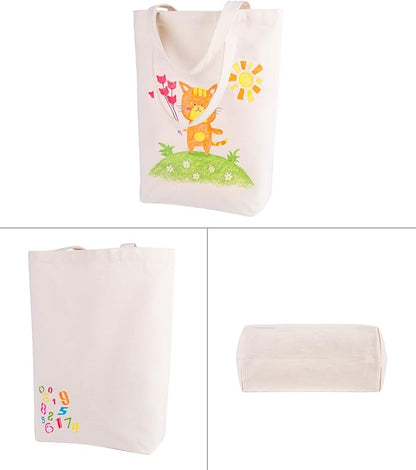 Lily queen Natural Canvas Tote Bags for Crafting and Decorating Reusable Grocery Washable Bag Shopping Bag 15H x 13W x 4D Inch (Natural)
