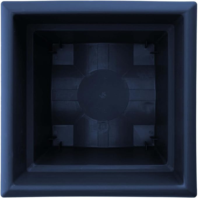 Bloem Veranda 18" Navy Square Deck Box Planter with Optional Knock-Out Drainage Holes