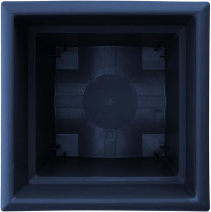 Bloem Veranda 18" Navy Square Deck Box Planter with Optional Knock-Out Drainage Holes