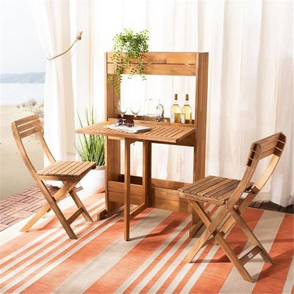 SAFAVIEH PAT7047A Outdoor Collection Barley Natural Flower Shelf 3-Piece Bistro Set