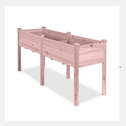 Best Choice Products 72x24x30in Raised Garden Bed, Elevated Wood Planter Box Stand for Backyard, Patio, Balcony w/Divider Panel, 6 Legs, 300lb Capacity - Pink