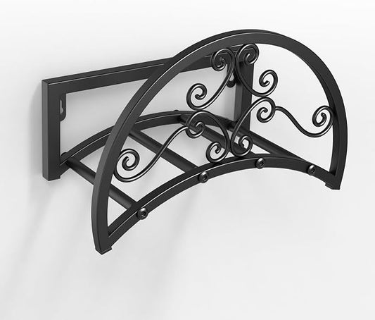OLV Garden Hose Holder, Heavy Duty Water Hose Holder Wall Mount Holds 125-ft Water Pipe, Decorative Detachable Metal Hose Hanger Storage Organizer Reel Rack for Outside Lawn Yard Farm, Black