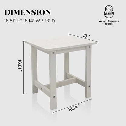 Meluvici Outdoor Side Table, Small Adirondack Side Table for Adirondack Chair - Indoor Outdoor End Table - HDPS (White)