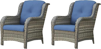 HUMMUH 4 Piece Patio Conversation Furniture Set PE Wicker Rattan Outdoor Loveseat Sofa,Patio Chairs,Coffee Table for Garden,Poolside,Backyard,Deck