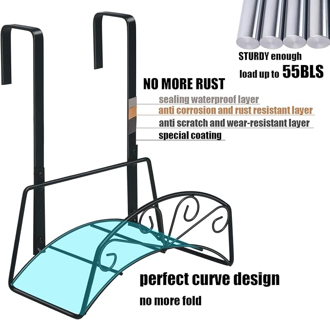 Garden Hose Holder for Outside Yard Hang Over The Door and Fence, Holds Up to 150Ft (2PCS Black)