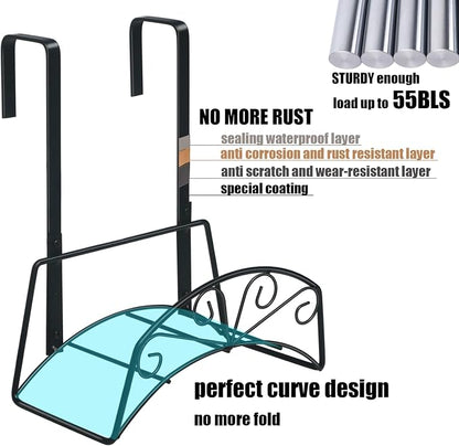 Garden Hose Holder for Outside Yard Hang Over The Door and Fence, Holds Up to 150Ft (2PCS Black)