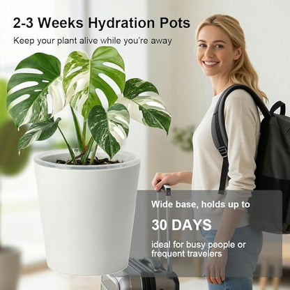 4 Pack of 7in and 5in Double-Layer Self-Watering Pot with Clear Nursery Pot - Indoor Planter with Drainage for Root Visibility,semi Hydro pots for repotting Orchids,Aroid or Monstera,White