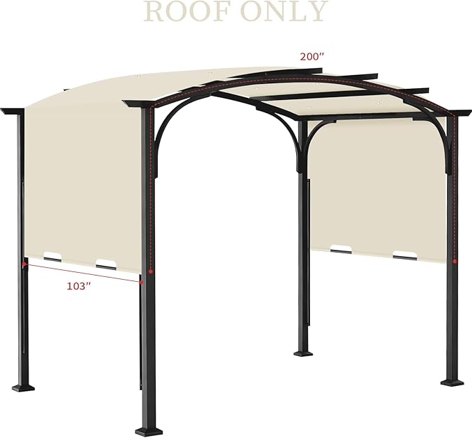 Pergola Canopy Replacement Cover for Lowe's Allen + Roth 10x10 Ft Freestanding Pergola, 200" x 103" Shade Cover, Compatible with Model #L-PG152PST-B,Cover Only (Beige)