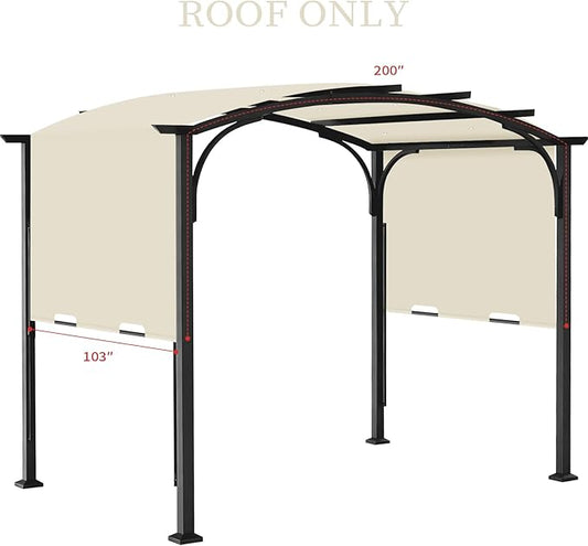 Pergola Canopy Replacement Cover for Lowe's Allen + Roth 10x10 Ft Freestanding Pergola, 200" x 103" Shade Cover, Compatible with Model #L-PG152PST-B,Cover Only (Beige)