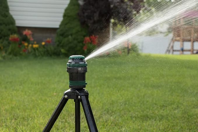 1-Pack Orbit H2O-Six Gear Drive Yard Sprinkler on Tripod, Green Lawn Watering