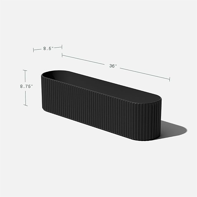 Veradek Demi Series Window Box Planter - Long Planter Box for Windowsill/Balcony | Durable Plastic-Stone Composite Material | Modern Décor for Flowers/Herbs