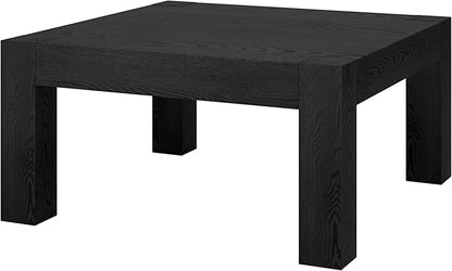Henn&Hart 34" Square Coffee Table with Wood Top for Living Room, Family Room, Office, or Apartment, Black Grain