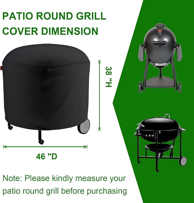 Extra Large Grill Cover Fits Weber Ranch Kettle Charcoal Grill 37",Char-Griller AKORN Kamado Charcoal Grill Model E16620,Outdoor Round Grill Cover(46" D)