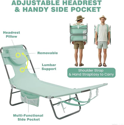 SUNNYFEEL Tanning Chair with Canopy, Face Down Lounger with Backpack Straps | 2-Pack Tanning Chair with Canopy, Face Down Lounger with Backpack Straps