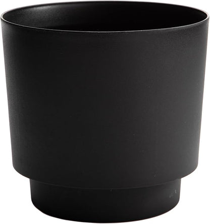 Bloem Hopson Decorative Resin Cachepot with Metal Stand, 10" Indoor and Outdoor Planter with Gold Metal Stand, Black
