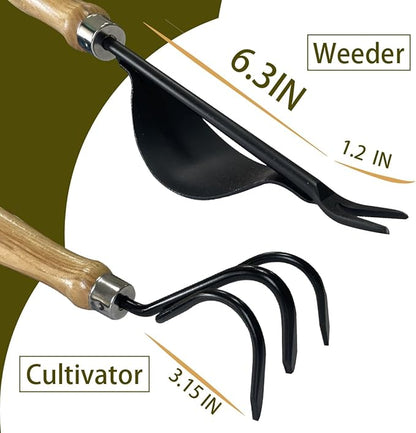 SUMIO 6-Piece Gardening Hand Tool Set – Includes Trowel, Transplanter, Cultivator, Lever Weeder, Bypass Pruner & Storage Bag – Garden Tools Kit for Planting, Weeding, and Pruning (Gray)