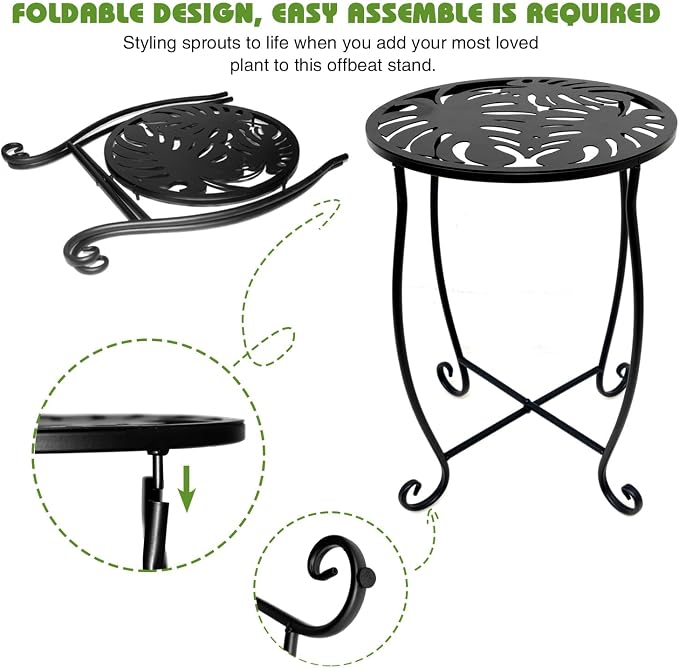 Small Side Tables for Small Space, 2 Pack Metal Outdoor Indoor Side Table, Weather Resistant Mini Metal Round Side Table Pool Chair Side Table for Patio Yard Porch Balcony Garden Bedside, Black