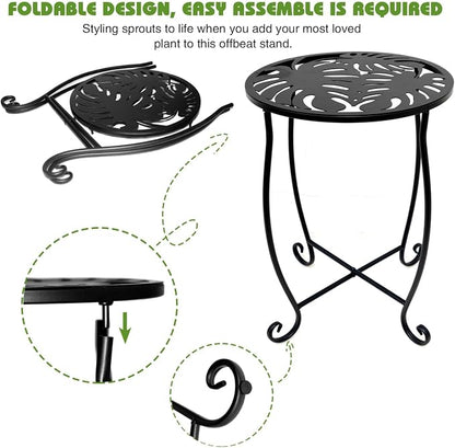 Small Side Tables for Small Space, 2 Pack Metal Outdoor Indoor Side Table, Weather Resistant Mini Metal Round Side Table Pool Chair Side Table for Patio Yard Porch Balcony Garden Bedside, Black
