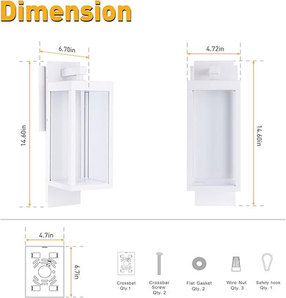 Outdoor Wall Lantern, Dusk to Dawn-Black Modern Light, Waterproof Exterior Lighting Fixture, Porch Lights, Anti Rust Outdoor Lamps for Patio House, Doorway, Garage(3000K,14IN)
