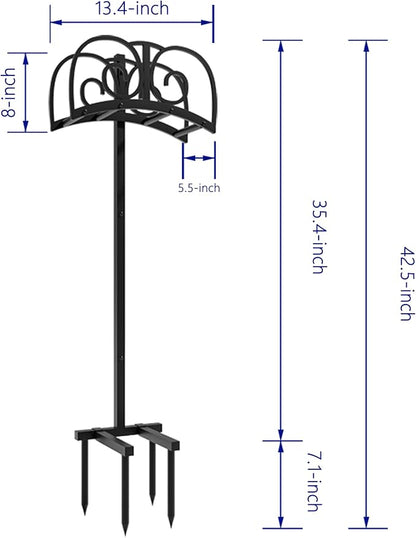 Upgraded Garden Hose Holder Stand with 4 Spikes - Heavy Duty Water Hose Reel, Hose Organizer, Holds 150ft Hose for Outside Yard Lawn, Black