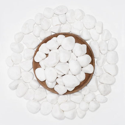 White Natural River Rocks, 1-1.5 Inch Decorative Stones for Plants, Garden, and Landscaping – 40LB, Ideal for Fish Tanks, Vases, Crafting, Home Decor, and Outdoor Landscaping