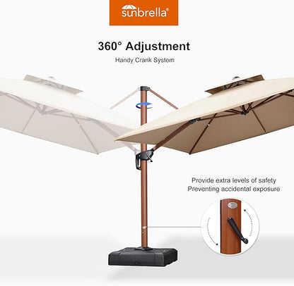PURPLE LEAF 9' x 12' Double Top Deluxe Rectangle Patio Umbrella - Offset Hanging Cantilever Umbrellas in Heather Beige