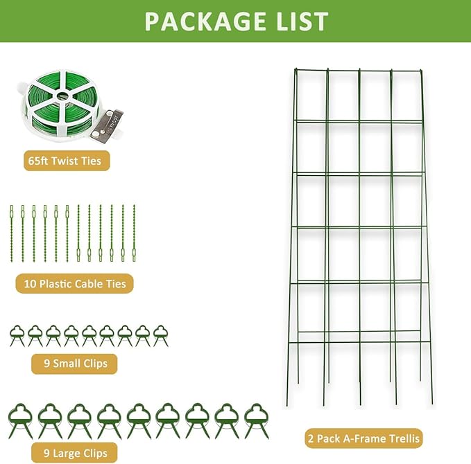 2 Pack Cucumber Trellis for Raised Garden Bed, 42"X 16" A-Frame Garden Trellis, Metal Climbing Plants Support Trellis for Tomato, Beans,Vegetables