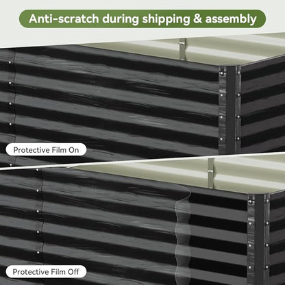 COMHOMA 2 Pack Galvanized Raised Garden Bed,6x3x2ft Large Metal Planter Box for Outdoor Vegetables,Corrugated Steel Herbed Plants Container,Extra Deep Gardeners Kits with Open Bottom