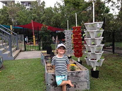 Vertical Gardening Stackable Planter - Build Simple Stacking Gardens or Efficient Commercial Farms - Grow More Strawberries, Herbs, Vegetables & Flowers In Less Space - US Made Pots (Medium, Orange)