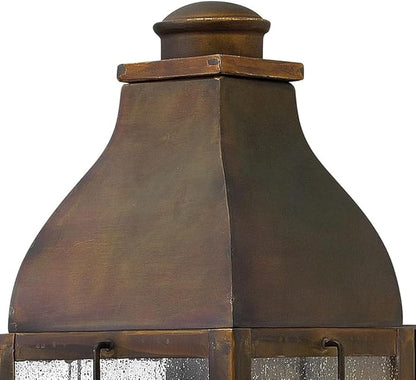 Hinkley Bingham Medium Wall Mount Outdoor Lantern - Brass, Clear Seedy Glass, Gas Light Style - Sienna Finish