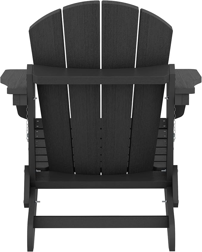 SERWALL Folding Adirondack Chairs Patio Chairs Lawn Chair Set of 6 Outdoor Adirondack Chair Weather Resistant for Patio Deck Garden, Backyard Deck, Fire Pit - Black