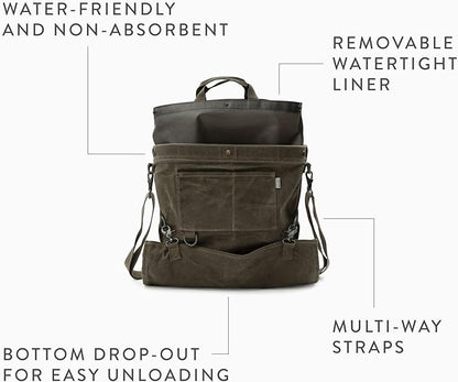 Barebones Harvesting and Gathering Bag - Foraging, Harvest and Fruit Picking Bag with Convertible Straps - Water-Resistant Waxed Canvas Gardening Tool(Slate Gray)