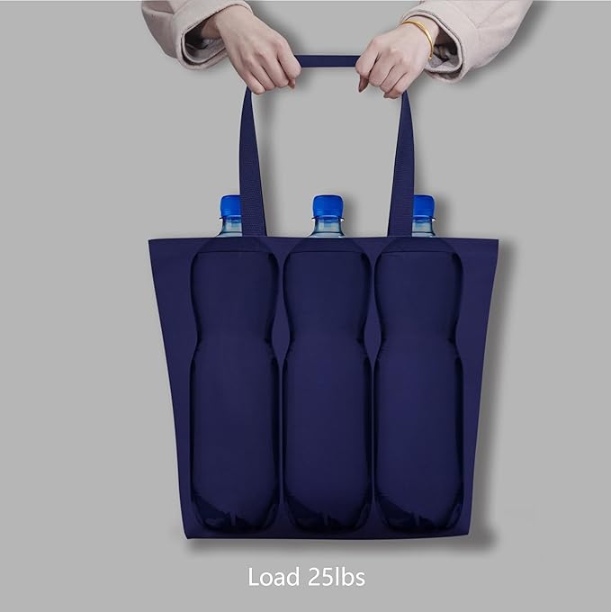 TOPDesign 2-Pack Canvas Tote Bags with Magnetic Snap, Reusable Grocery Shopping Bags, DIY Your Creative Designs