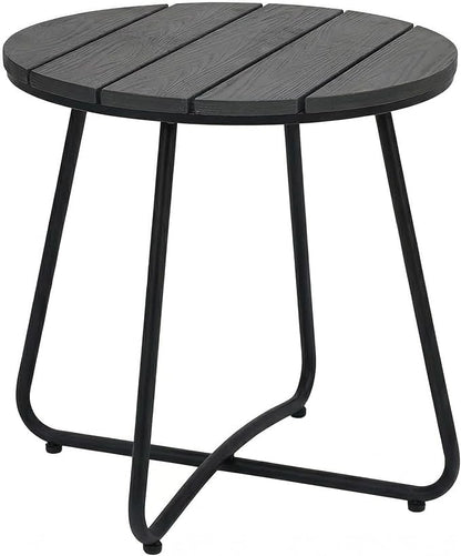 danpinera Outdoor Side Tables, HDPS Patio Table with Metal Legs, 18 Inch Outdoor Small Round Table for Garden, Backyard, Porch, Deck, Balcony, Poolside