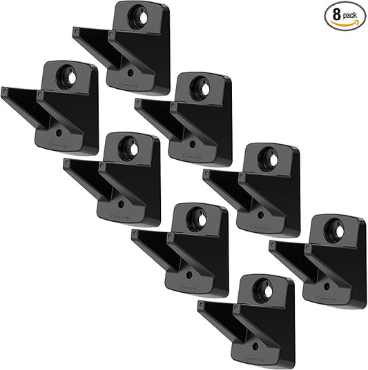 Suncast 8 Pack Wall Mount Hook Tool Organizer, Outdoor Rack System for Garage Storage, Closet, Shed, or Cleaning Organization, Black