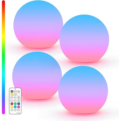 LOFTEK LED Ball Light, Multi-Color Rechargeable Night Lights, 3-inch RGB Globe Mood Lighting, Waterproof Ambient Lighting Lamp for Home Bedroom Patio Pool Decorative Lighting, Birthday Gift,4 Pack